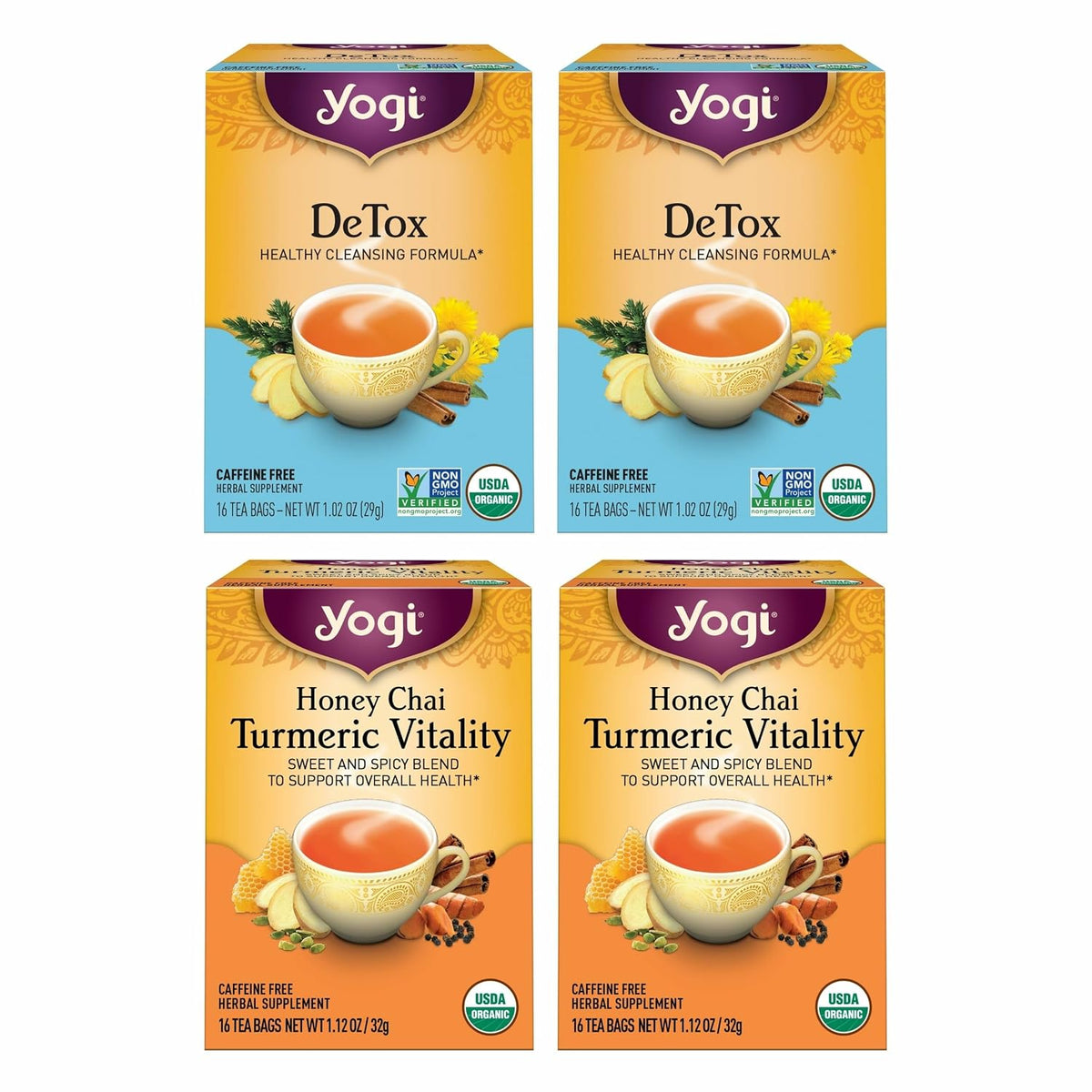 Yogi DeTox & Wellness Variety Pack, 16 Tea Bags (4 Pack)