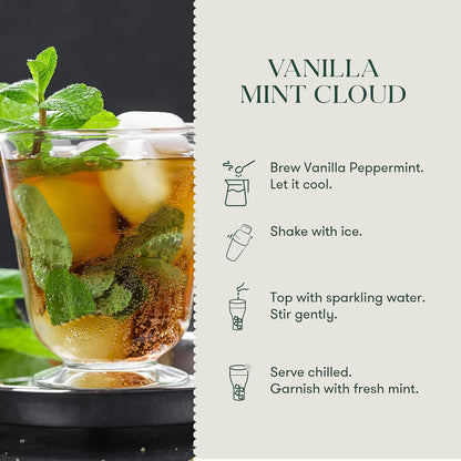 Luxmi Estates Vanilla Peppermint Herbal Tea, 25 Tea Bags (25g, 0.88oz), Caffeine-Free Two-Ingredient Blend with Real Peppermint Leaf & Natural Vanilla | Soothing After-Dinner Cup, Vegan