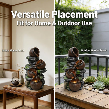 4-Tiered Outdoor Tabletop Water Fountain 17.9”