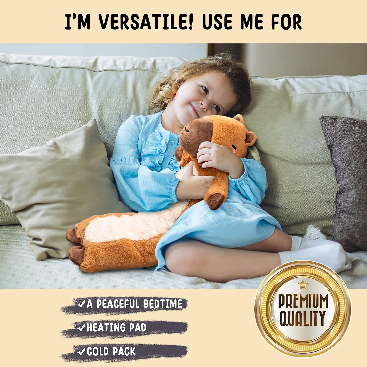 Bunny Microwavable & Weighted Stuffed Animals - 1.5 Lbs Unscented Heating Pad for Period Cramps Pain Relief and Anxiety, Cute Bunny Plush Toys Gifts for Women Girls Adults and Kids by Happy Fuel
