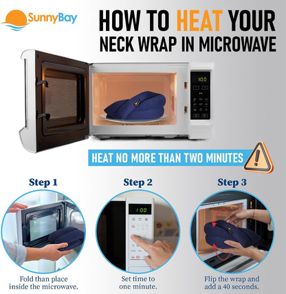 SunnyBay Microwavable Heating Pad for Neck and Shoulder, Heated Neck Wrap, Microwave Heat Pad, Weighted Beanbag Moist Hot or Cold Compress, 2.2 lbs, 26x4 Inches, Navy Blue