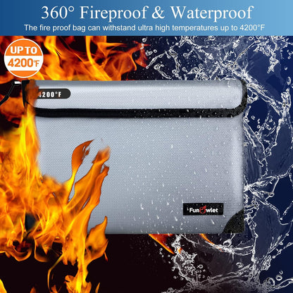 Fireproof Waterproof Money Document Bag, 13.9"x10.6", Blue