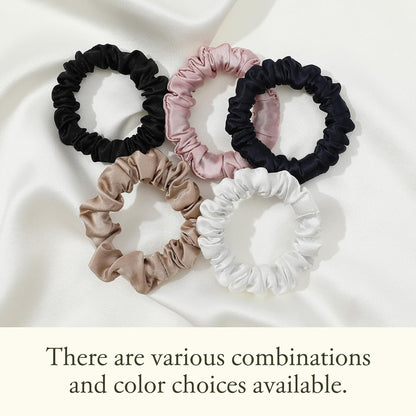 LILYSILK Silk Hair Scrunchies / Ties for Frizz & Breakage Prevention, 100% Mulberry, No Damage, Elastic ponytail Holders, 1Pc, Coffee - Colors B