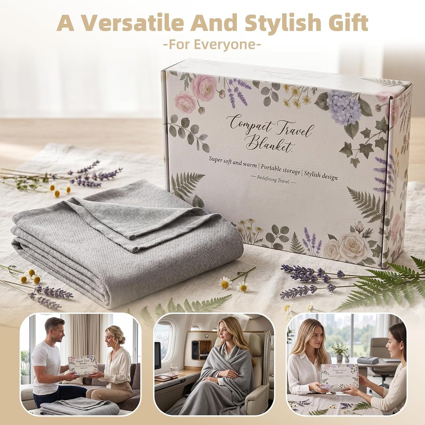 Travel Blanket Airplane - Ultra Soft & Lightweight Knit Design