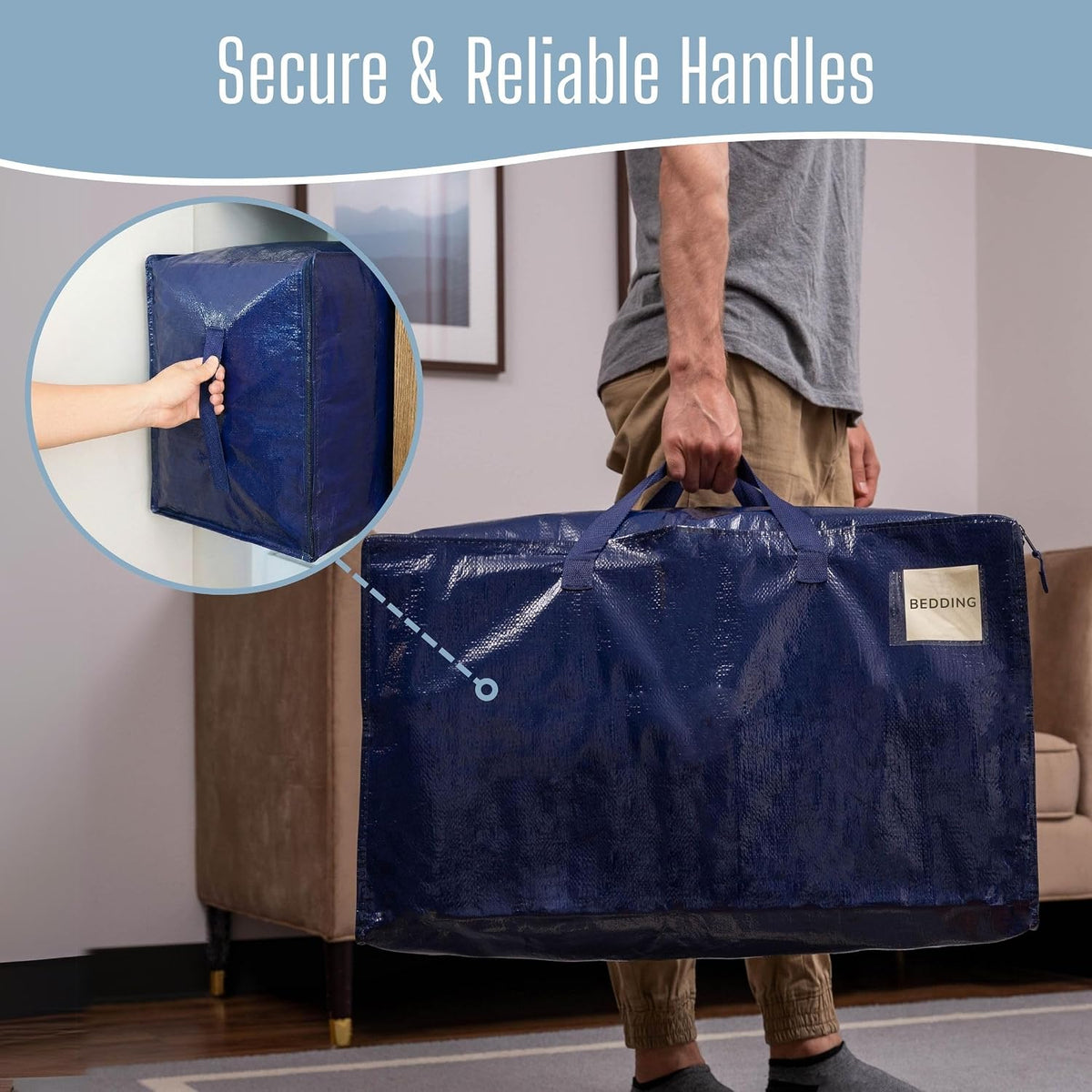 VENO Clear Extra Large Moving Bags & Storage Totes, Heavy Duty Organizer with Reinforced Handles & Strong Zippers for Clothes, College Dorm Essentials, Moving Supplies