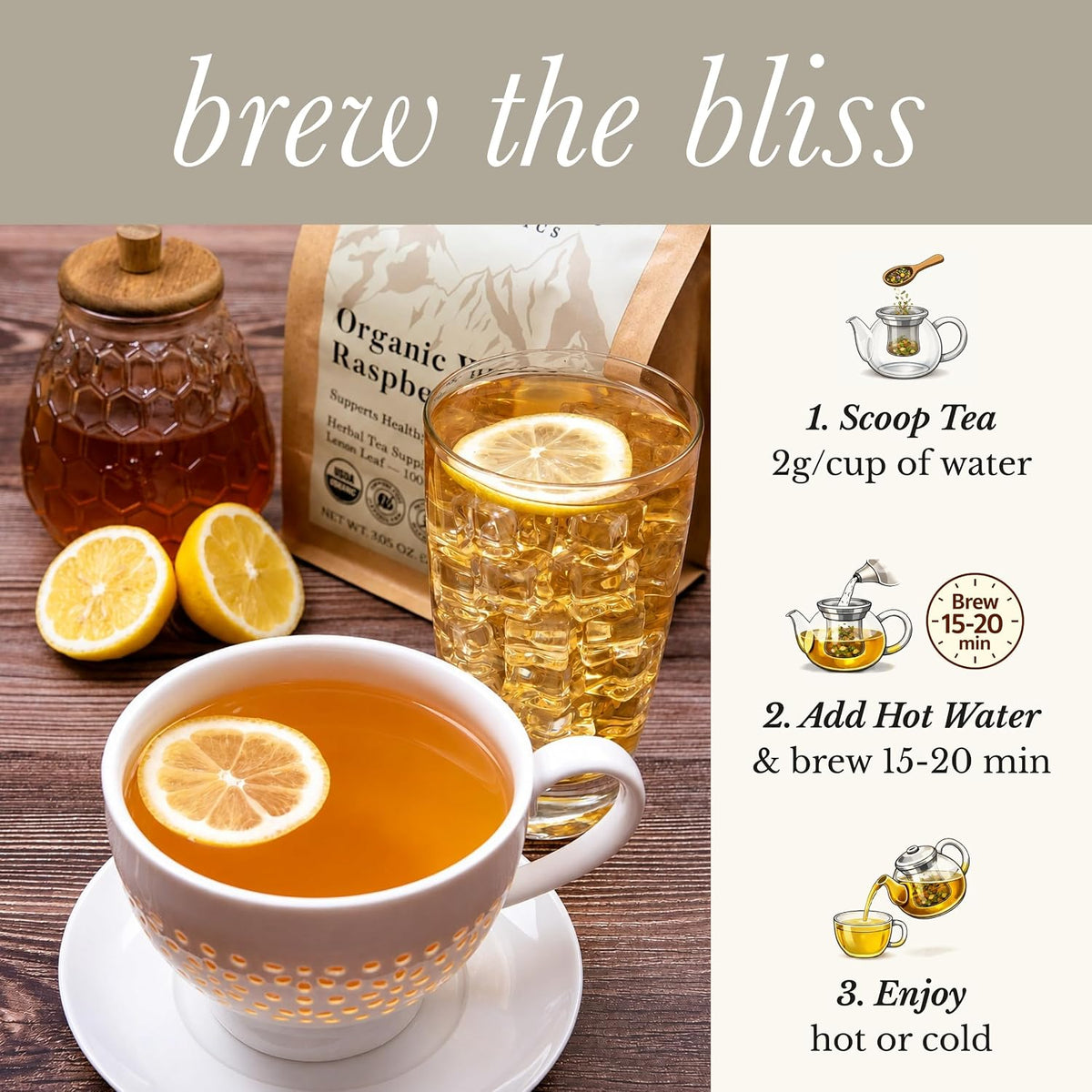 Wild Bliss Organic Red Raspberry Leaf Tea Pregnancy and Menstrual Support - Loose Leaf Herbal Tea - 7 Ounces - 100 Servings