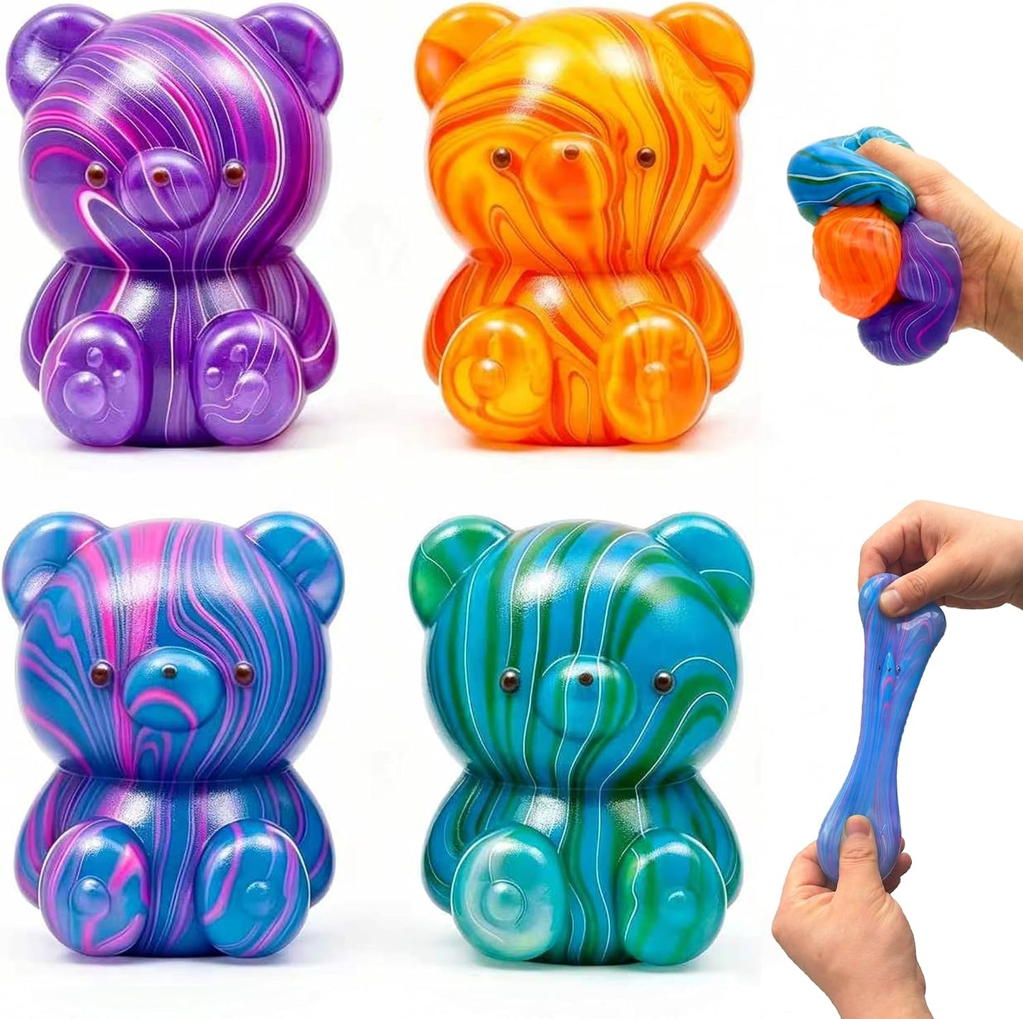 4 Pack Stress Balls Squishy Toys, 2 Inch Stress Relief Squeeze Toys
