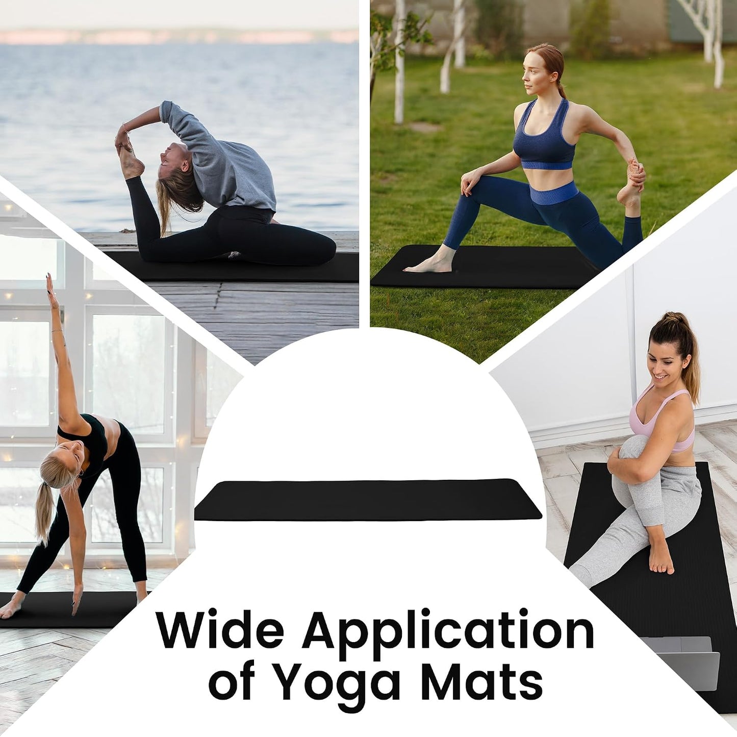 Fitvids Yoga Mat, 1/2-Inch Extra Thick High Density Exercise Mat, Anti-Tear Exercise Yoga Mat with Carrying Strap, Suitable for Various Yoga Exercises