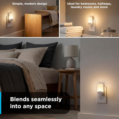 GE Sleeplite Night Lights Plug Into Wall, Dusk to Dawn Sensor, Ambient Lighting, Sleep Aid, Bathroom Decor, LED Lights for Bedroom, Apartment Essentials, Smart Home,86153, Amber, 4 Pack