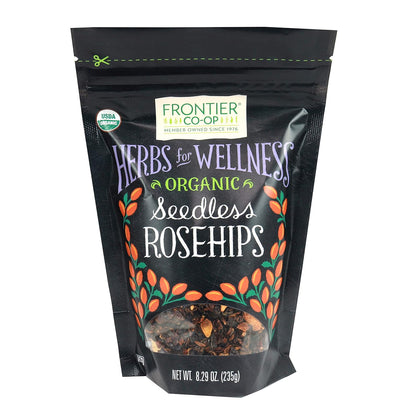 Frontier Co-op Organic Seedless Rosehips, 8.29 oz | Dried Rose Hips for Rosehip Tea Organic, Powder, Oil and More | 8.29 Ounces (235 Grams)