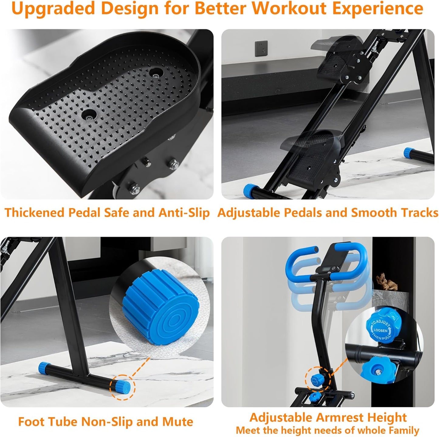 Stair Stepper for Home Gym Exercise, Vertical Climber Exercise Machine for Full Body Workout, Compact Folding Cardio Exercise Climber with Adjustable Handlebar (Blue)