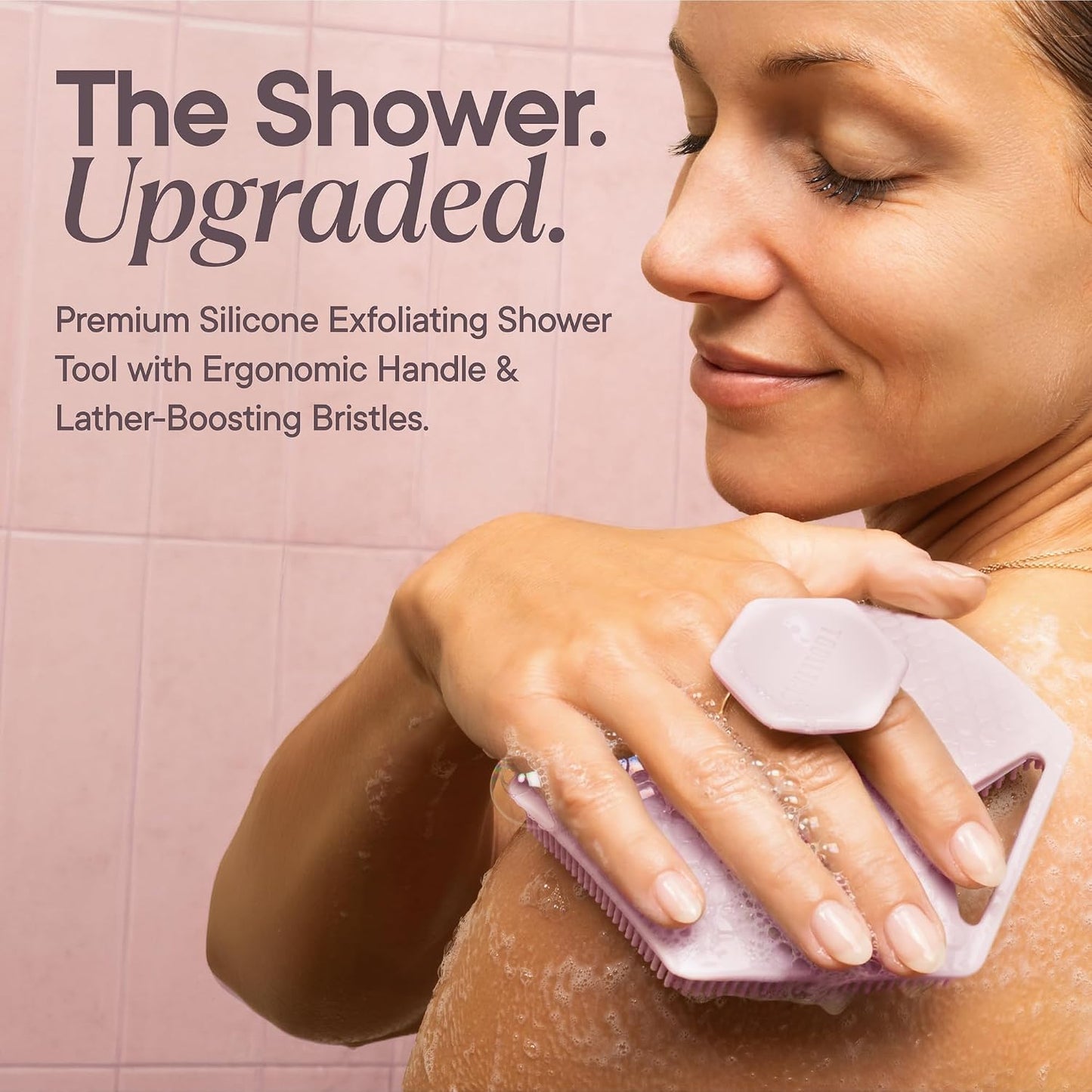 TOOLETRIES Premium Silicone Body Scrubber 2.0, Hygienic Loofah Alternative, Exfoliating Shower Scrubber for Sensitive Skin, Quick Drying & Long-Lasting Bathroom Essentials for Men & Women - Charcoal