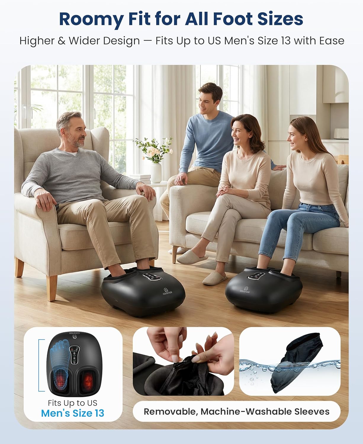 COMFIER [2026 Gift for Men,Women,Shiatsu Foot Massager with Fast Heat,Kneading Rolling Compression,Extra Vibration, FSA Eligible HSA Store, Plantar Fasciitis,Neuropathy Pain, Bigger Size 13IN