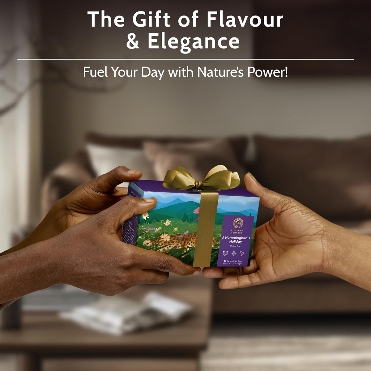Blooms & Leopard Premium Herbal Tea – A Hummingbird's Holiday Blend with Chamomile, Lavender, Valerian Root, Butterfly Blue Pea Flower, Lemon Peel & Rose Petals – 20 Caffeine-Free Pyramid Tea Bags