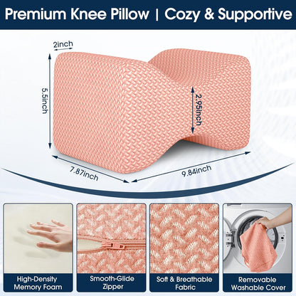 BlissTrends Memory Foam Knee Pillow, Knee Pillow for Side Sleepers, Leg Pillows for Sleeping Blood Circulation, Elevation Pillow for Spine Aligning, Sciatica, Back, Hip, Knee, Ankle Pain, Grey