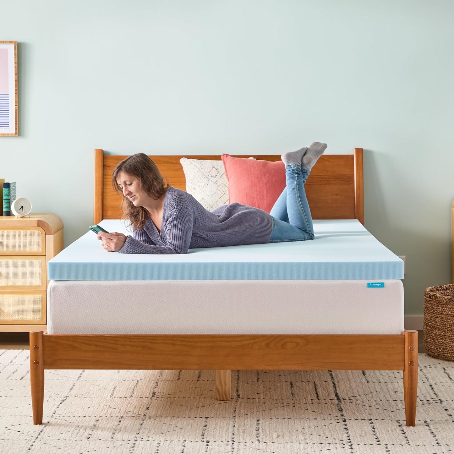Linenspa Memory Foam Mattress Topper, Queen Size - 2 Inch Gel Infused Memory Foam - Plush Feel - Cooling and Pressure Relieving - CertiPUR Certified