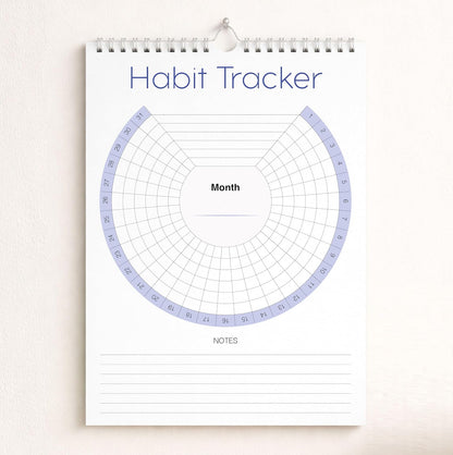 Habit Tracker Calendar (Undated 12 Month) with Silver Spiral Bound and Hanger, 7"x10" Habit Planner, Daily Weekly and Monthly Habit Tracker Journal, Habit Calendar, Colorful Layout.