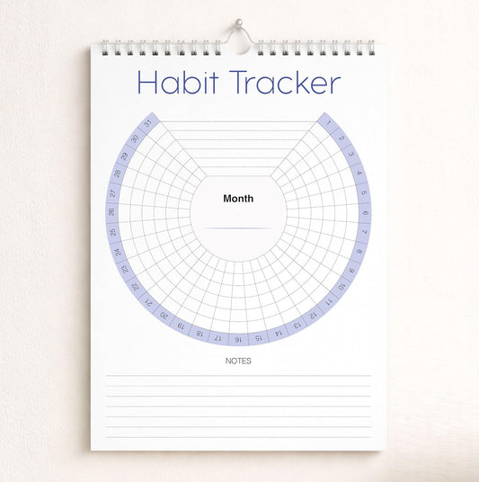 Habit Tracker Calendar (Undated 12 Month) with Silver Spiral Bound and Hanger, 7"x10" Habit Planner, Daily Weekly and Monthly Habit Tracker Journal, Habit Calendar, Colorful Layout.