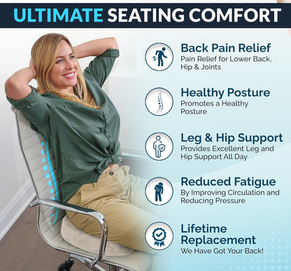 ComfiLife Gel Enhanced Seat Cushion – Office Chair Cushion – Non-Slip Gel & Memory Foam Coccyx Cushion for Tailbone Pain - Desk Chair Car Seat Cushion Driving - Sciatica & Back Pain Relief (Navy)