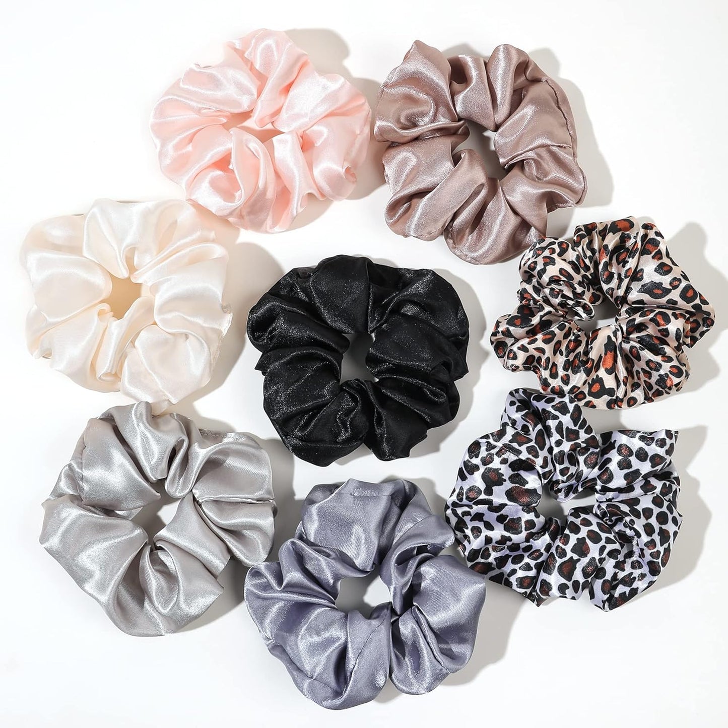 16 Pcs Scrunchies for Women - Black Satin Silk Scrunchies for Girls Hair Ties Elastics Bands Ponytail Holder Hair Accessories