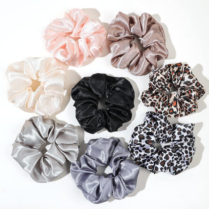 16 Pcs Scrunchies for Women - Black Satin Silk Scrunchies for Girls Hair Ties Elastics Bands Ponytail Holder Hair Accessories