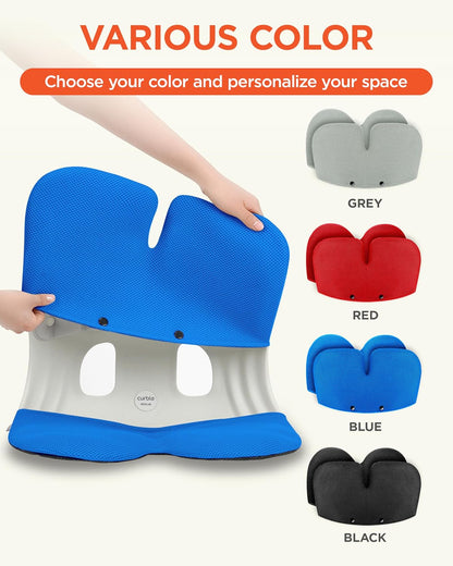 curble Grand– Extra Wide Ergonomic Seat Support, Sit Straighter Without Effort, Passive Posture Trainer for Office, Home & Car (Grey)