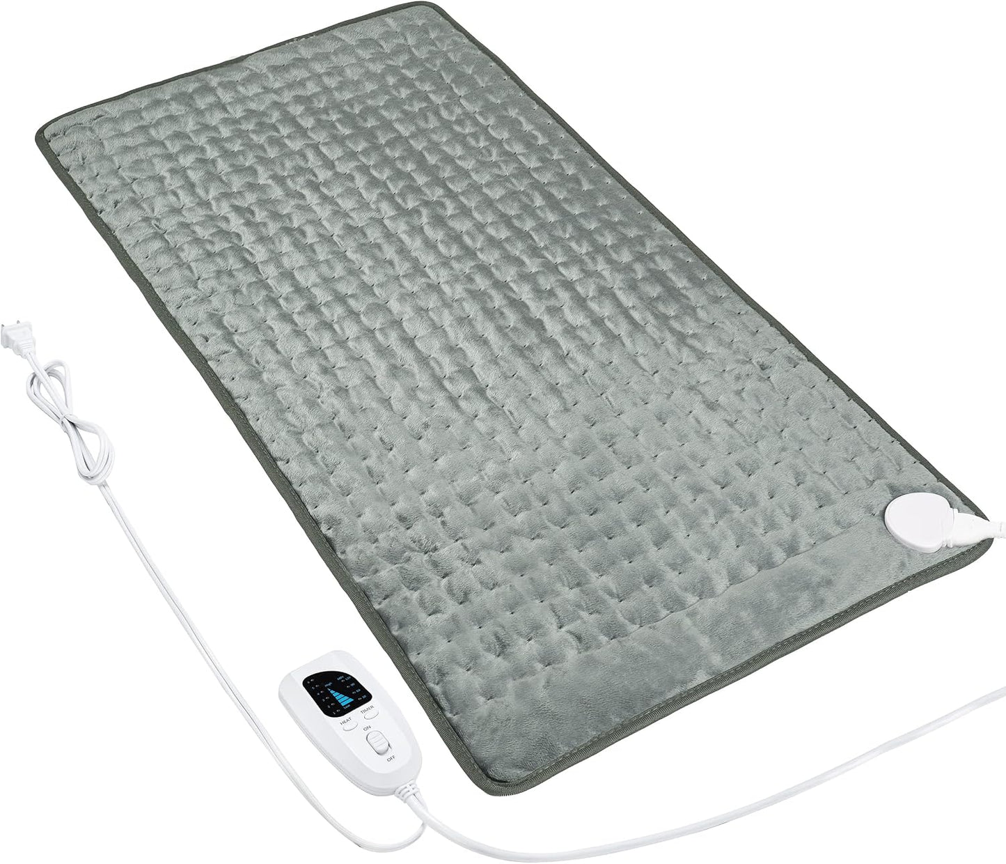 Heating Pad Electric Heat Pad, Hot Heated Pad,Multiple Temp and Timer Settings,Suitable for Shoulders, Neck, arms, Abdomen, Back, Legs, etc. (Silver Gray, 24"X12")