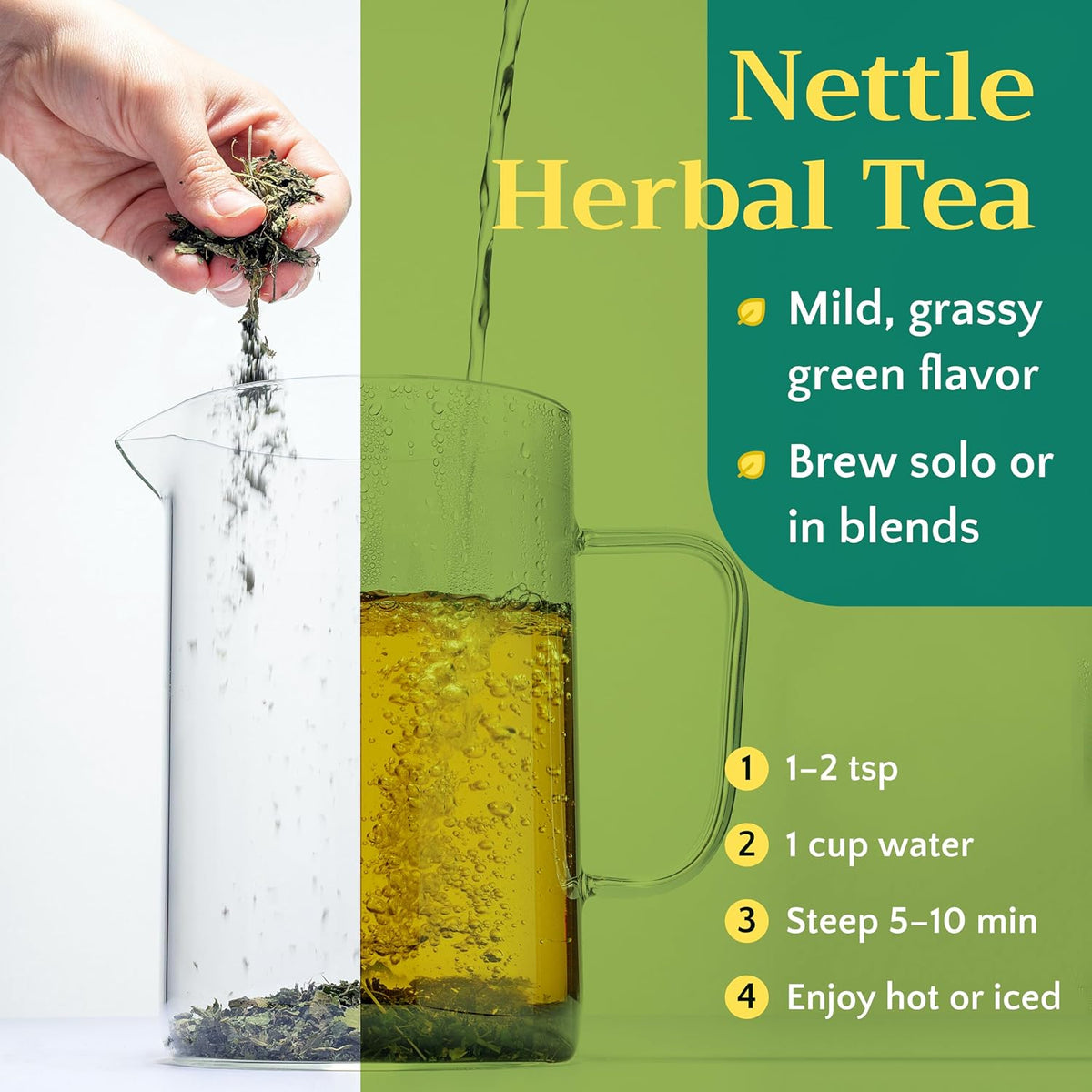 Stinging Nettle Leaf Tea - Wildcrafted Cut & Sifted Dried Leaves, 1oz
