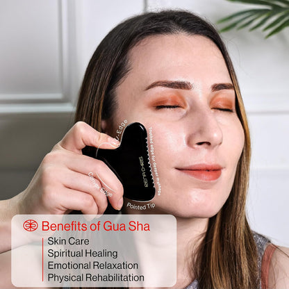 Rena Chris Gua Sha Facial Tools, Rose Quartz Guasha Tool for Acupuncture, Manual Massage Tool for Jawline Sculpting and Puffiness Reducing, Gua Sha Facial Massage Tool, Skin-Care Gift (Pink)