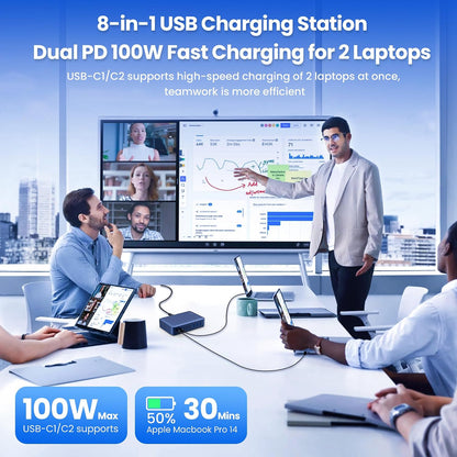 USB C Charger 200W USB C Charger Block,Upgraded GaN III 8-Port Fast Charging Station Hub,PD 65W Laptop Charging Adapter Compatible with MacBook Pro/Air,DELL,Steam Deck,iPhone 16/15/14,Galaxy S23/22
