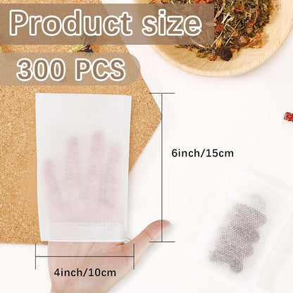300 Pcs Empty Tea Bags for Loose Leaf Tea, Disposable Small tea Filter Bags with Drawstring fillable Cloth Diy Empty Tea Sachets for Loose tea, Coffee, Herbs, Spice (2.76 x 1.97 inch)