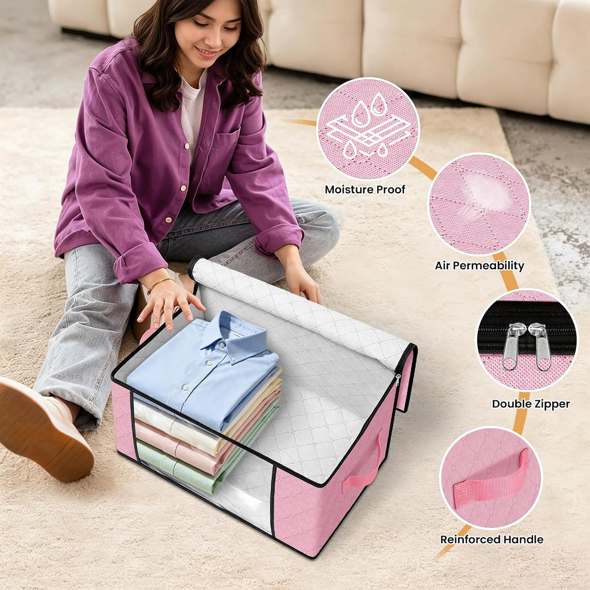Fab totes Storage Bags for Clothes Blanket Storage Bins with Lids