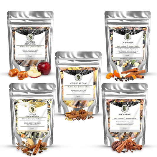 Nelson's Tea Chai Sampler Pack 5 Flavors Variety Loose Leaf Tea, Sample