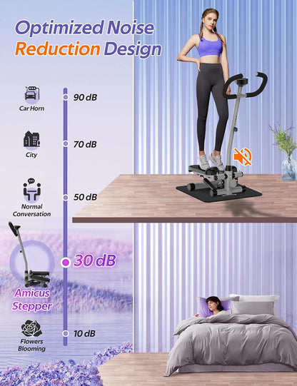 Mini Stepper with Handlebar for Exercise, 330lbs Stair Climber Machine