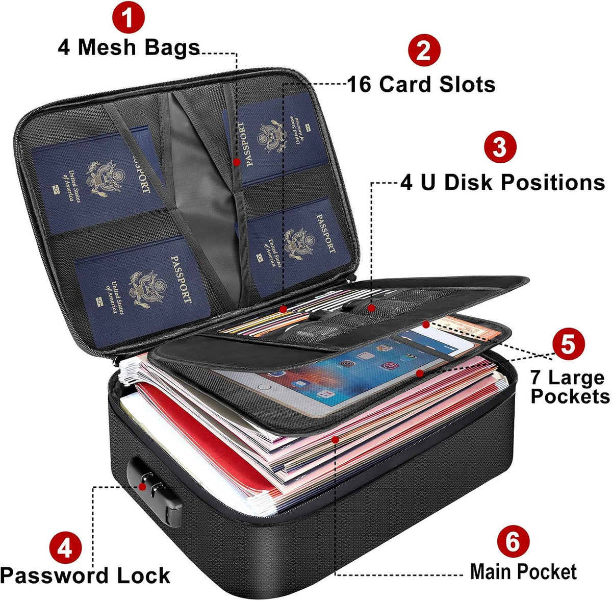 DocSafe 5200°F Fireproof Document Organizer Box with Lock, Heat Insulated