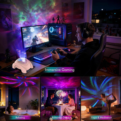 Rossetta Dual Lens Galaxy Projector, Star Projector for Bedroom with 58 Light Effects, Night Light Projector with White Noise & Bluetooth Speaker, Remote Timer, Room Decor Gift for Kids Adults Teens