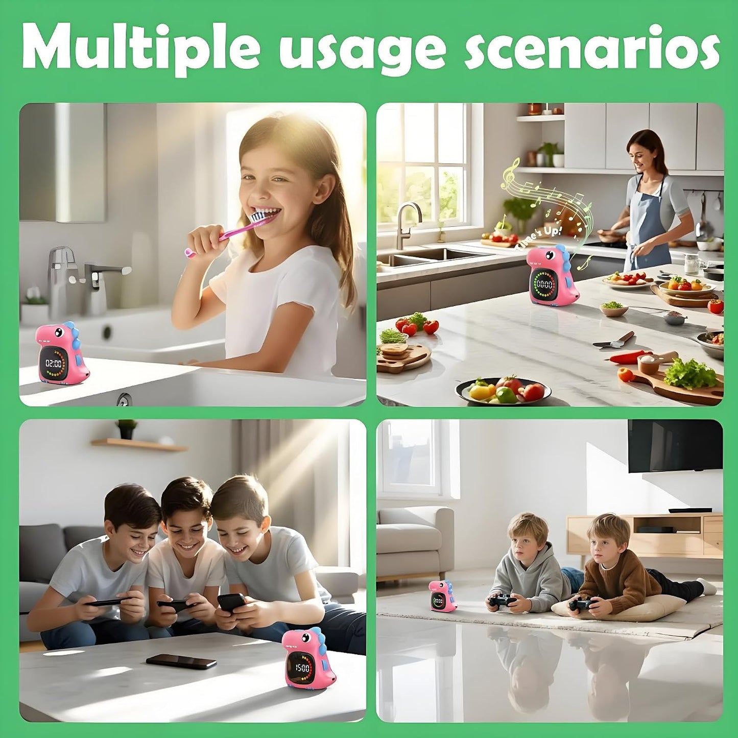 Visual Timer for Kids 99 Minute Digital Potty Training Timer for Homeschool | Dual sound; Dinosaur Look; Long Battery Life