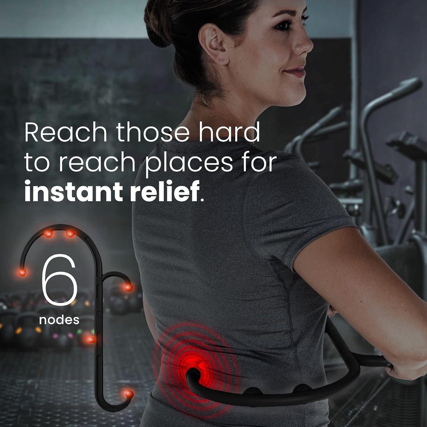 LiBa Back Massager Trigger Point Cane, Deep Tissue Back Neck Massager Black