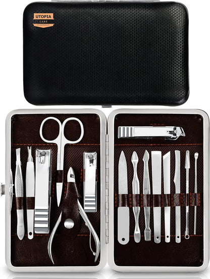 Utopia Care Nail Clippers Professional Nail Kit or Manicure Kit for Women and Men, Stocking Stuffers or Groomsmen Gifts Pedicure Set for Fingernail, Toenail Clippers with Travel Case