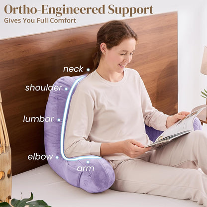 Sasttie Reading Pillows for Sitting in Bed Adult, Back Pillow Bed Sitting Up, Back-Rest Support Cushion for Sit Up on Couch, Sofa, and Floor, Dorm Essentials, Oeko-Tex Certified, Dark Grey