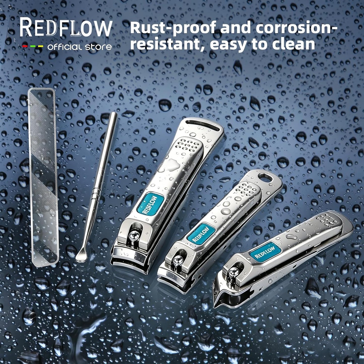 Nail Clippers Set (5 Pack), Including 1 Stainless Steel Nail Clipper, 1 Angled Toenail Clipper, 1 Large Fingernail Clipper, 1 Nano Nail File, and 1 Ear Pick; Suitable Nail Clippers for Men, Women