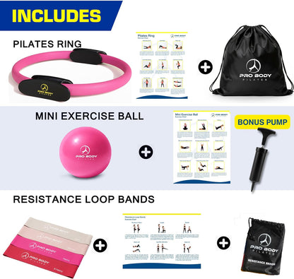 ProBody Pilates Kit — 14 Inch Ring, 9 Inch Ball, 4 Bands & Pump