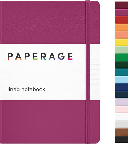 PAPERAGE Lined Journal Notebook, Hardcover Journal for Women & Men, 160 Pages, (5.6 in x 8 in), College Ruled Journaling Notebook for Work, School Supplies & Note Taking, (Black)