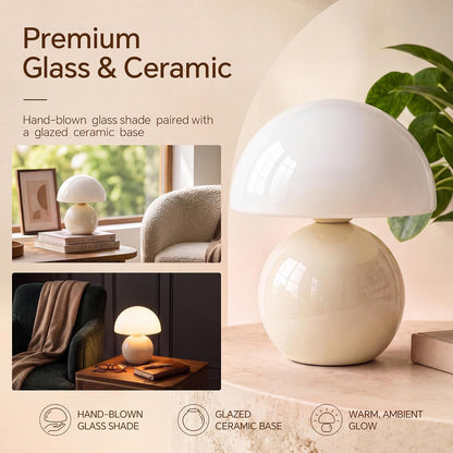 Dawnwake Mushroom Lamp Table Lamp for Bedroom-Small Desk Table Lamps,White