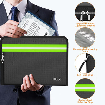 6400℉ Fireproof Document Bag, Money Bag Storage, 15” X 11”, Black