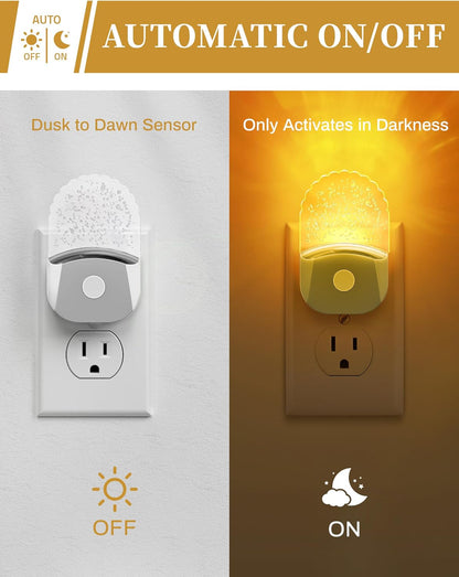 DORESshop Night Lights Plug Into Wall [2 Pack], Amber Warm Night Light, 1800K, Dusk to Dawn Sensor, Adjustable Brightness LED Night Light for Bathroom, Hallway, Stairway