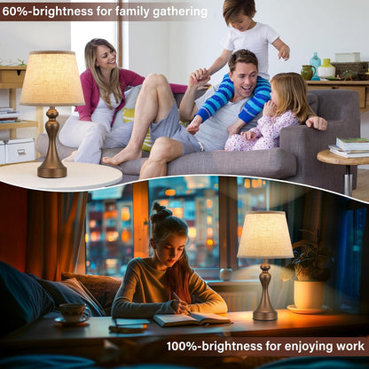 Seealle Touch Lamps for Nightstand - Bedside Lamps Set of 2, 3 Way Dimmable, USB C+A for Bedroom & End Tables (LED Bulbs Included)