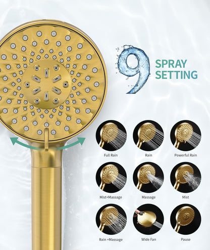 SR SUN RISE Filtered Shower Head with Handheld High Pressure 9 Spray Mode Showerhead Detachable Shower Head Water Softener Filters Beads for Hard Water Remove Chlorine 1 Filter Chrome