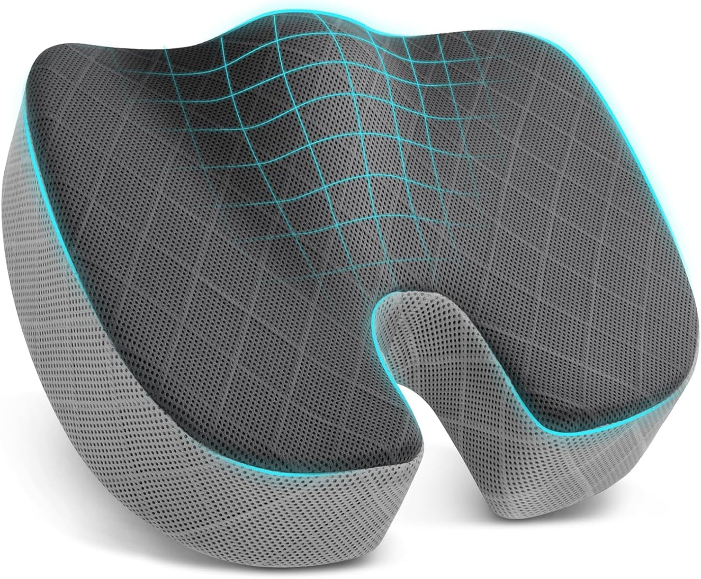 TushGuard Seat Cushion - Memory Foam Sitting Pillow for Office Chair, Car Seat, Airplane, Bleacher - Sciatica & Hip & Coccyx Pain Relief Desk Chair Cushion for Long Sitting Office Workers, Car Drivers
