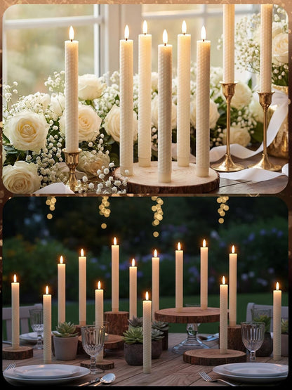 Treela 24 Pcs Flameless Taper Candles Battery Operated Bulk Fake Candles Light LED Candle Sticks Flickering Tapered for Easter Wedding Anniversary Decoration(Basic,11 Inch,Ivory)